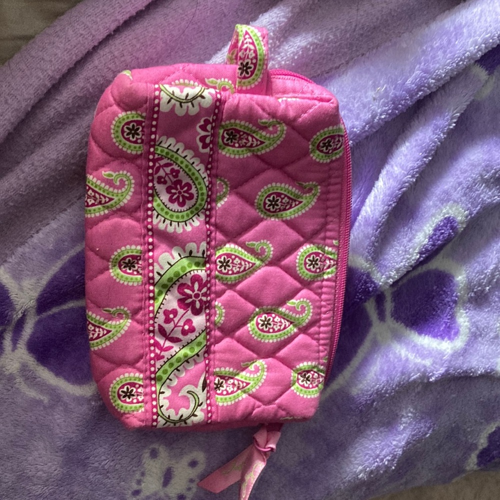 Never used pink vera bradley cosmetic bag